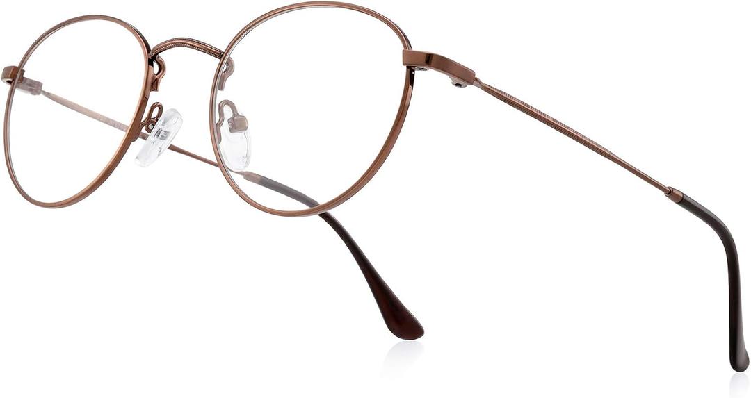 Small Metal Round Reading Glasses for Women Men Classic Vintage Retro Shades Blue Light Blocking Computer Readers