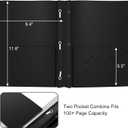 ViVin 12 Pack Plastic Folders with Pockets and Prongs, Heavy Duty 2 Pocket Folders with 3-Prong Fasteners, Poly File Holds 8-1/2" x 11" Paper for School Office Home (Black)