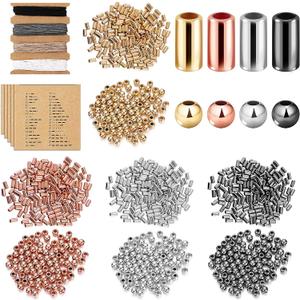 DIY Morse Code Bracelet Making Kit, 800 Round Spacer Beads and 800 Long Tube Spacer Beads Handmade Adjustable Bracelets Necklaces 20 Morse Code Decoding Card and 20 Yard Twine Cord for Jewelry Making