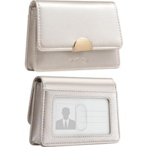 Vulkitty Business Card holder for Women PU Leather Business Card Case Travel Business Name Card Organizer, up to Hold 30 cards(Pearl White)