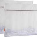Polecasa Heavy Duty Diamond Mesh Laundry Bags for Delicates – 2 Pack with Sturdy Zipper for Coats, Bed Sheet Lingerie, Baby Clothes – Washing Machine & Dry Safter 24 x 24 Inches(2 XX-Large)