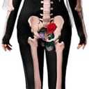 Xtinmee Women's Day of the Dead Costume with Veil Headband Halloween 3D Skeleton Costume Set for Cosplay Party, Free Size 