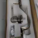 Front Door Handleset Entry Door Handle Set with Cove Knob for Right and Left Handed Sided Doors, Interior and Exterior Entrance Passage Lock, Satin Nickel