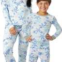 HonestBaby Family Matching Holiday Pajamas 100% Organic Cotton for Men, Women, Kids, Toddlers, Baby Boys, Girls, Unisex, Pets (Medium, Falling Snowflakes)