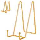 IBosins 3 Pack 8 Inch Plate Holder Display Stands, Large Metal Gold Frame Stand for Picture, Book, Photo Easel, Creation, Collectibles