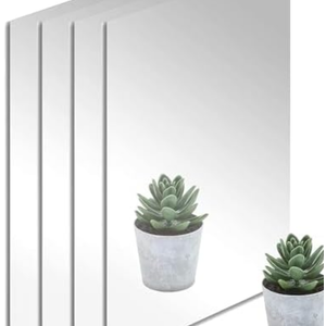 Calvana 12 x 24 Rectangular Acrylic Mirror Sheet 4-Pack, 1.8mm Frameless Wall Mirror, Adhesive Gym Mirrors for Home, Shatterproof & Unbreakable, Non-Glass, Includes Double-Sided Foam Stickers