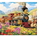 Puzzles for Adults 500 Pieces, Spring Railway Train Puzzle for AdultsTeens, Knight Horse Jigsaw Puzzles for Kids, Recyclable Cardboard Puzzles for Seniors, Challenging Family Game, 20.5 x 15 in