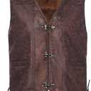 Mens Renaissance Pirate Vest Medieval Vintage Sleeveless Waistcoat Halloween Viking Cosplay Costume (M)