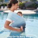 Momcozy Baby Carrier AirMesh - The Perfect Summer Water Sling for Newborns to Toddler 8-35 lbs - Cooling, Breathable and Lightweight Baby Wrap, Nice for Summer, Pool, Beach, Swimming, Light Blue