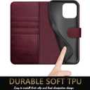 DuckSky for iPhone 13 Pro 6.1" Genuine Leather Wallet caseRFID Blocking4 Credit Card HolderReal Leather Flip Folio Book Protective Cover Women Men for Apple 13Pro Phone case Wine Red