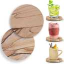 Almagic Natural Sandstone Coasters Set of 2 (No Holder), 4 in Dia Drink Coasters for Coffee Table, Water Absorbent & Heat Resistant Cup Coasters for Home & Office, Christmas Birthday Gift