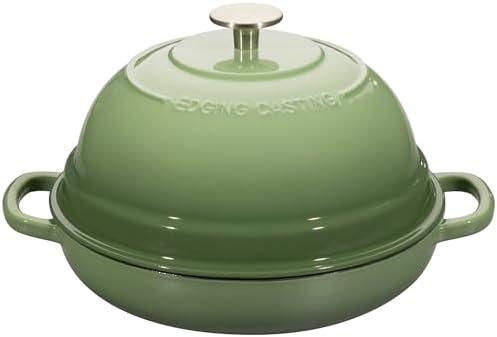 EDGING CASTING Enameled Cast Iron Dutch Oven Pot with Lid, Round Bread Oven for Homemade Sourdough Bread Baking, 6 Quart, Pistachio Green