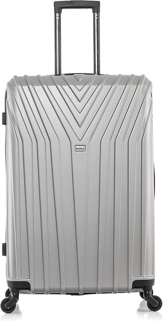 InUSA VASTY Luggage with Spinner Wheels | Durable Lightweight Hardside Suitcase, Travel Bag with Handle and Trolley, 28-Inch Large Checked Luggage | Grey