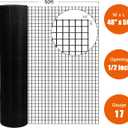Zevemomo 48" x 50' 1/2inch Hardware Cloth, Black Vinyl Coated Chicken Wire Fence Galvanized Welded Mesh Roll for Home Garden Rabbit Cage