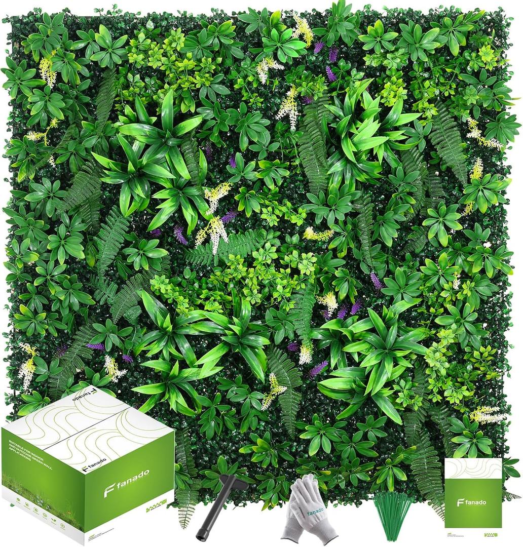 Artificial Grass Wall Panels 20"x20"(16pcs), Hedge Green Wall Decor Backdrop, UV-Anti Fake Greenery Plant Wall Boxwood Panels for Privacy Fence Screen Outdoor Indoor Wedding Garden Backyard