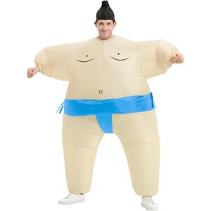 Sumo Wrestler Inflatable Suit for Adult Wrestling Blowup Fancy Dress Halloween Costume One Size Fits Most (Blue)