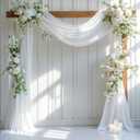 Wedding Arch Draping Fabric, 1 Panel 28" x 19Ft White Drapes Sheer Backdrop Curtain for Wedding Ceremony Party Ceiling Decor