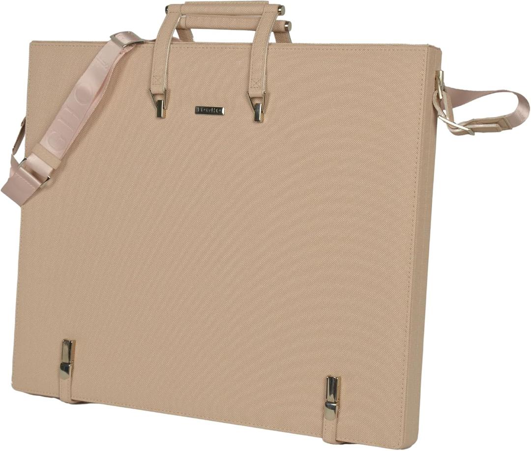 Luxury Art Bag and Leather Portfolio - A3/A2 Leather Padfolio for Artists and Professionals (Black, Silver, Mink, Powder Pink), Powder Pink, A3, Portfolio art bag