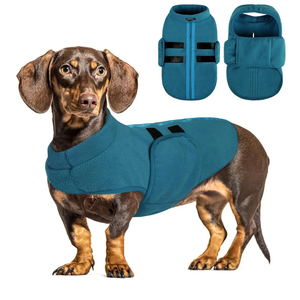 Queenmore Dog Sweaters - Soft Fleece Pullover Jacket, Warm Winter Dog Clothes, Dachshund & Cat Size, Boy or Girl (Peacock-Blue, S)