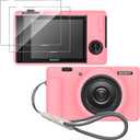 Silicone Case for Sony ZV-1F/ ZV-1 II/ZV-1M2 Digital Camera with 2PCS Screen Protector and a Lanyard Sony ZV-1 II case-(Pink)