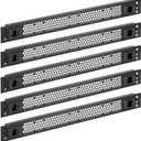 Tecmojo 5 Pack 1U Rack Perforated Blank Panel, Cold Rolled Steel Rack Panel, Rack Mount Plate for 19 in Server Rack Enclosure or Network Cabinet, Snap-in Type Mounting, Black