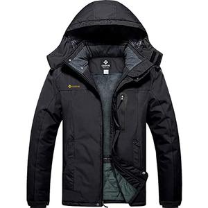GEMYSE Men's Ski Snow Jacket Warm Winter Waterproof Coat Snowboard Rain Jacket Hooded Windproof Windbreaker.XXL