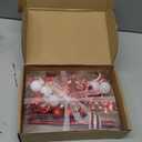 34 Pieces Mini Red and White Christmas Ball Ornaments Set Vintage Small Plastic Hanging Glitter Xmas Ball and Finial Tree Topper for Xmas Vintage Holiday Mini Tree Wreath Decoration