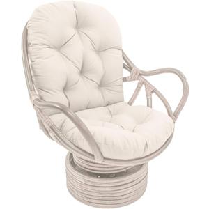 Blazing Needles Solid Twill Swivel Rocker Chair Cushion, 48" x 24", Natural
