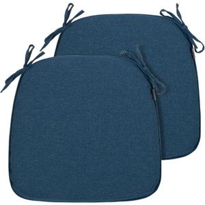 Magpie Fabrics Outdoor/Indoor 17"x16"x2" Chair Cushions with Ties Set of 2, Waterproof All Weather U-Shape Seat Pads Decoration for Patio Garden Furniture Home Office (Dark Blue)