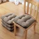 IPYNBAP Chair Cushions for Dining Chairs Set of 4, Kitchen Chair Cushions, Chair Pads with Ties and Non Slip Backing, Tufted Memory Foam Seat Cushion, 15.5" x 15.5" x 4", Khaki