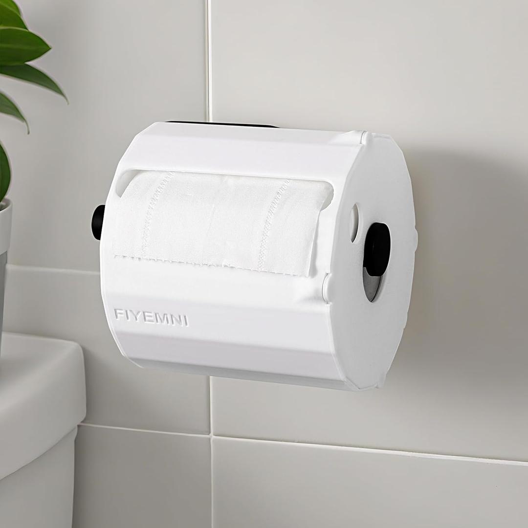 Toilet Paper Protector Cover for Holder, Proof Dog & Cat, 360 Fully Protection, Pet-Proof TP Guard Armor, Prevents Pulling & Wasting, White Bathroom Accessory