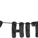 Fulmoon Pre Strung Shorty Hit Forty Banner Glitter 40th Birthday Decorations Funny Birthday Banner for Women and Men 40th Party Sign Gift 40 Year Party Favors Supplies (Black)