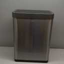 EKO Mirage-X 47 Liter / 12.4 Gallon Touchless Rectangular Motion Sensor Can with Removable Liner, Brushed Stainless Steel Finish