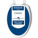 Mayfair Cassel Slow Close Toilet Seat, Easy Clean, Non Slip Premium Wood Seat, Easy Install, Made in USA, Elongated, White