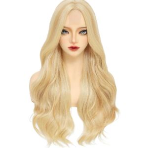 Long Blonde Wig for Women 26 Inch Wavy Synthetic Wig Natural Wave Middle Part Heat Resistant Natural Looking Mixed Blonde Curly Wig for Daily Use Cosplay Halloween