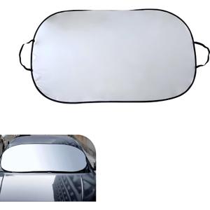 Car Windshield Sun Shade, Sunproof Scratch-resistant Exterior Windshield Protector, Foldable Car Front Window Covers with Safety Strap, Universal for Most Vehicles (Silver)