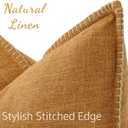 decorUhome Summer Decorative Throw Pillow Covers 18x18 Set of 2 Square Faux Linen Outdoor Neutral Farmhouse Pillow Covers with Stitched Edge for Couch Sofa Living Room, Bronze Gold