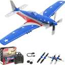 LEAMBE RC Plane 4 Channel Remote Control Airplane with 3 Modes - Ready to Fly Upgrade P51 RC Airplane for Beginners Adult with Xpilot Stabilization System & One Key Aerobatic Blue-Red
