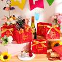 Jetec 45 Pcs Small Thank You Gift Bag Bulk 5.5x4.7x2.5'' Mini Paper Favor Bag with Handle Ribbon for Graduation Mother's Day Baby Shower Wedding Anniversary Birthday Party(Red/gold)