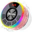 MuGo Shower Bluetooth Speaker Waterproof IPX7, 360 HD Stereo Sound Bathroom Speaker Bluetooth 5.3 with RGB Lights, Suction Cup and Microphone, Mini Shower Radio for Home/Party/Outdoor (Pink)