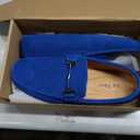 Flat Loafer for Men Suede Leather Slip-on Dress Driving Moccasins Casual Boat Shoes Sapphire-Blue 6.5/39