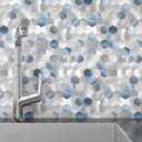 BeNice Peel and Stick Backsplash Hexagon for Kitchen 3D Adhesive Metal Wall Tile Stickers 10pcs Blue (10pieces)