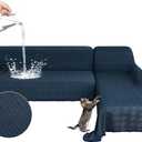 Waterproof L Shaped Sectional Couch Covers Blanket 2 Piece Sectional Sofa Cover Washable L Shape Sofa Slipcover Jacquard Quilted Furniture Protector for Dogs Pets Cats (XX-Large, Dark Blue)