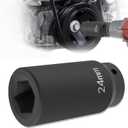 77070 24mm Crank Bolt Socket for GM LS Engine Harmonic Balancer Socket Tool 24 mm Impact Socket Deep Counter-Weighted Design, 3 Times Momentum Power of Standard Impact Sockets