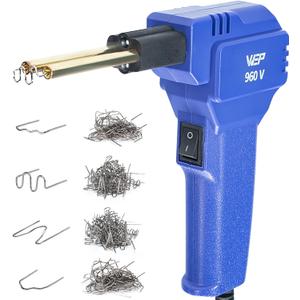 WEP 960-V Plastic Welder Kit 110V with LED Lights with 200 Hot Staples and Pliers for Car Bumper Plastic Welding, Plastic Gas Tank Repair, a Great Automotive Tools for Mechanics (Blue)