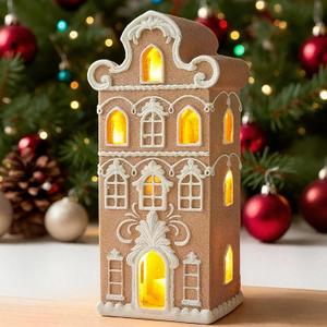 Cynkeyee Gingerbread House Christmas Decorations Indoor - Resin Gingerbread House Christmas Village Home Decor Gifts for Women 2.5x2x5.5 Inch