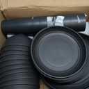 Teivio 40-Piece Kitchen Plastic Wheat Straw Dinnerware Set, Service for 10, Dinner Plates, Dessert Plate, Cereal Bowls, Cups 13.5 oz, Unbreakable Plastic Outdoor Camping Dishes, Black