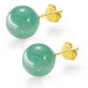 SmileBelle Jade Earrings, 18k Green Earrings for Sensitive Ears, 8mm Green Stud Earrings for Women as Gold Stud Earrings, Natural Jade Earrings Jewelry for ST Patricks Day Birthday Gifts