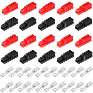 smseace 10 Pairs 30 Amp Power Connector Quick Connect,Disconnect Assortment Kit,Including 10pcs Red housing10pcs Black housing20pcs Silver Copper Contacts (30Amp)