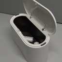 SUBEKYU Mini Trash Can with Lid,Small Desk Trash Can,Countertop Mini Garbage Cans,Tiny Waste Basket,White,with 3 roll Bags